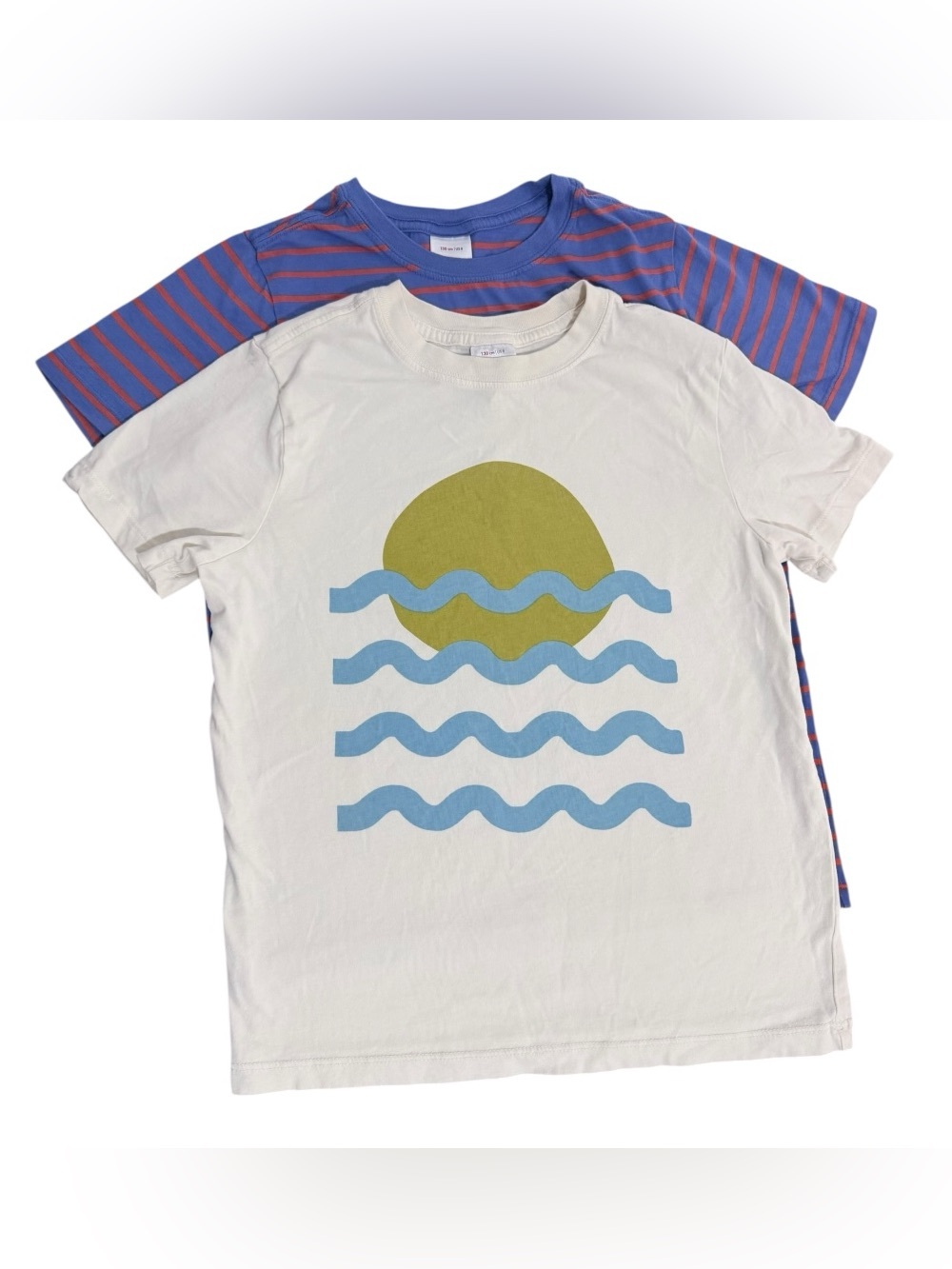 Hanna Andersson Boys Graphic & Stripe T-Shirt Lot 8 130 Organic Pima Cotton 2PC